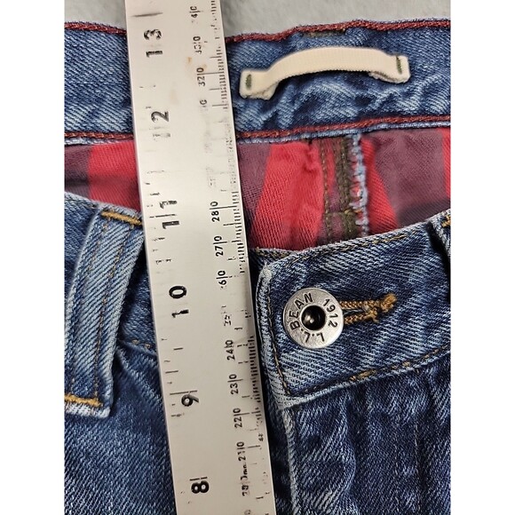 LL Bean Flannel Lined Jeans Mens 33 30x20 Straight Cotton Rise Distressed Work - Picture 13 of 16